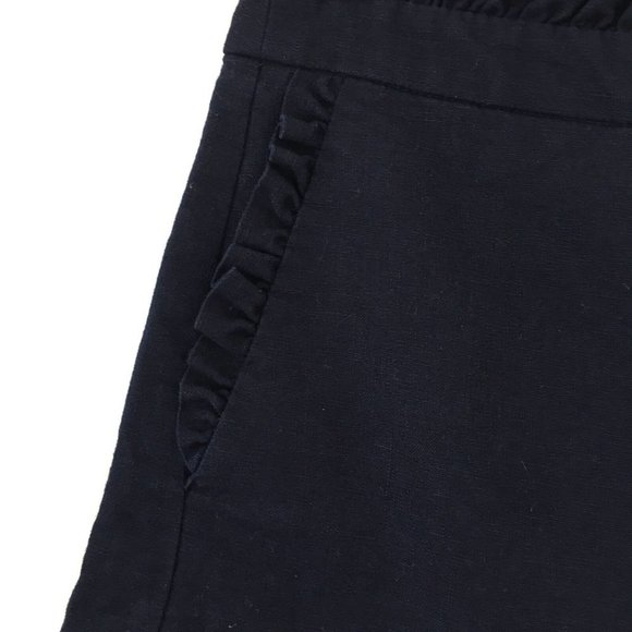 J. Crew Factory Navy Blue Ruffle High Rise Linen Blend Shorts Sz 4 - Picture 5 of 10